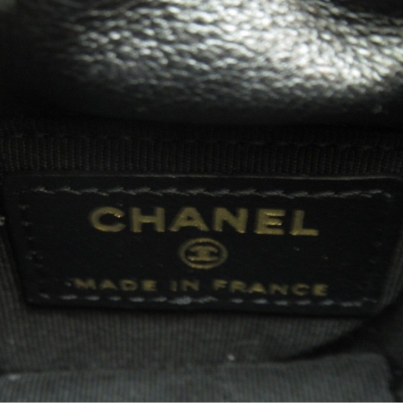 100% Authentic Chanel Drawstring Mini Chain Shoulder Bag Lambskin Black - Picture 6 of 10